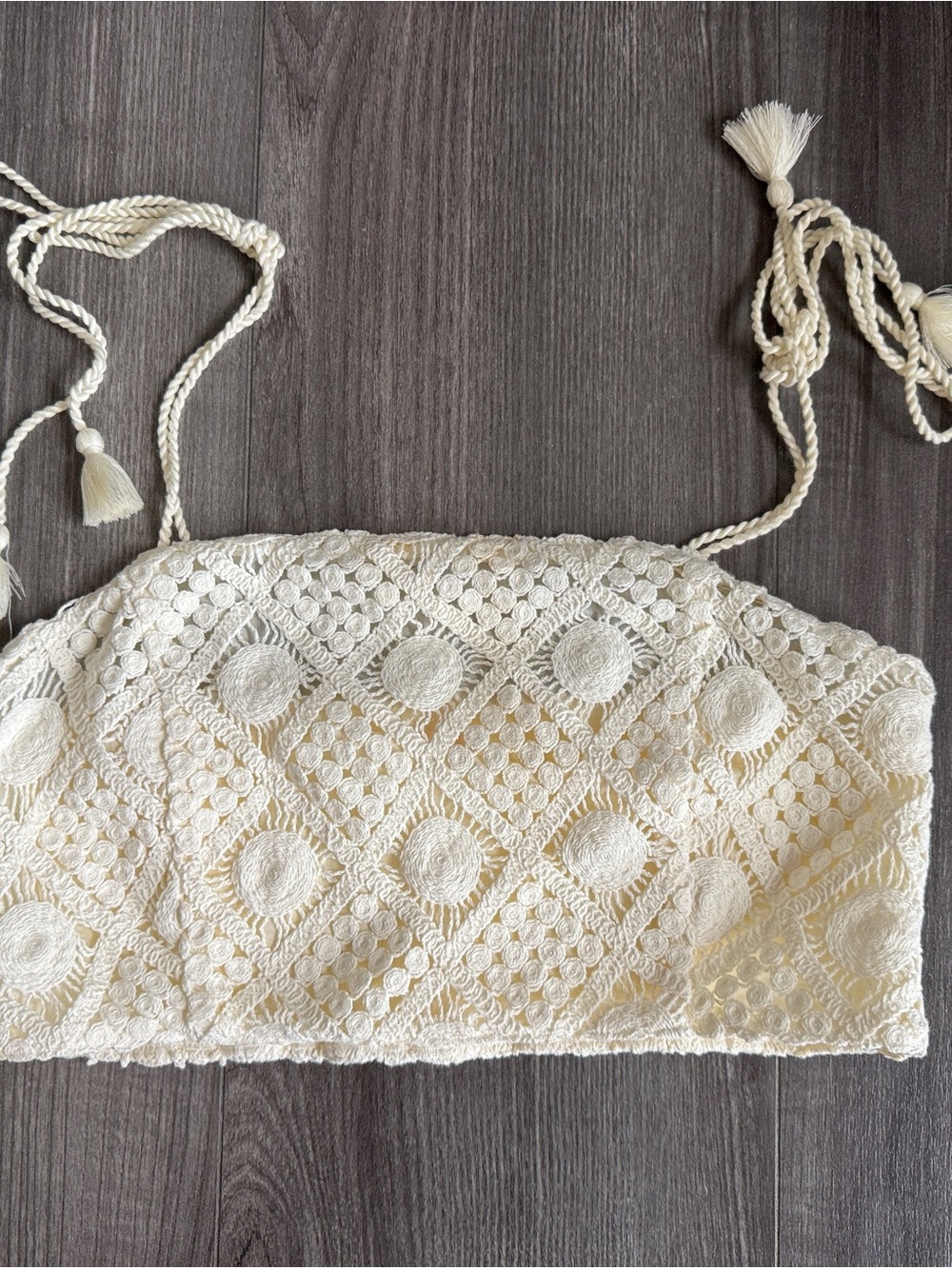 Btb Los Angeles crochet Bandeau Top in Soft Cream